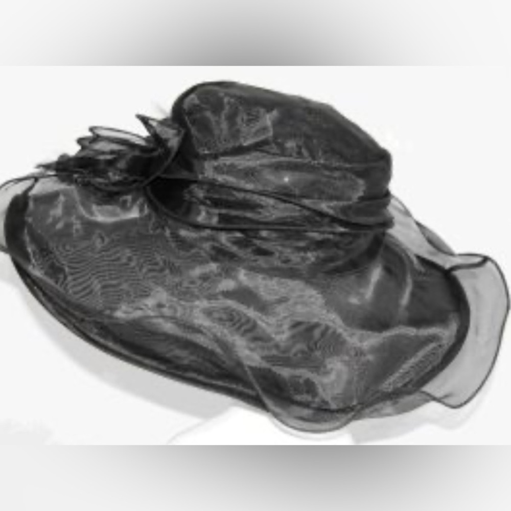 Kentucky Derby Hat, Dramatic Organza Church Tea Party Wedding Funeral Goth NWT